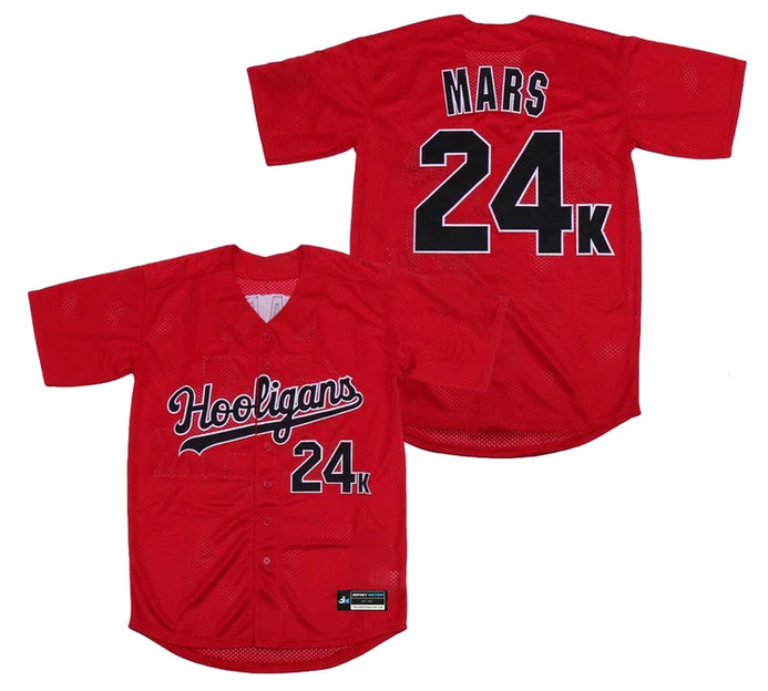 Men's Red Hooligans 'Mars' 24K Stitched Baseball Jersey